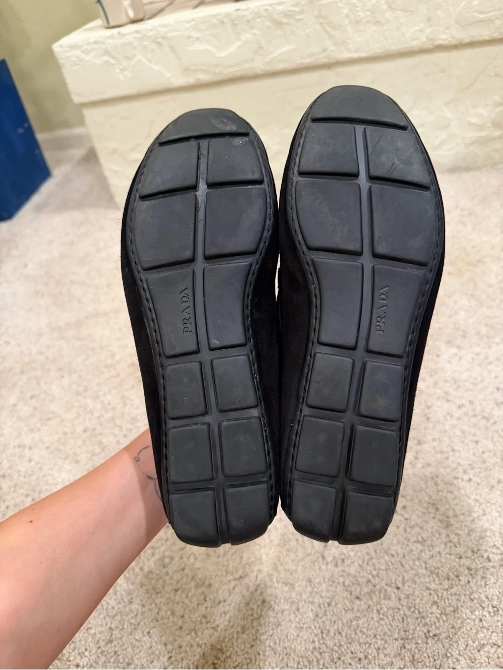 Prada Black Suede Men's Penny Loafers
